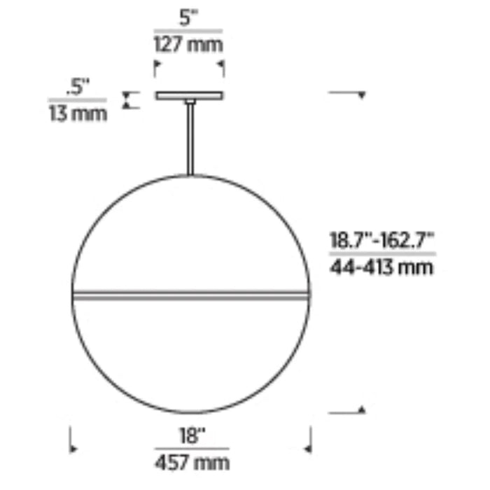 Tech 700TDAKV18 Akova 1-lt 18" LED Pendant