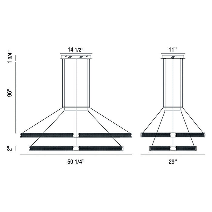 Eurofase 37061 Admiral 50" LED Rectangular Chandelier