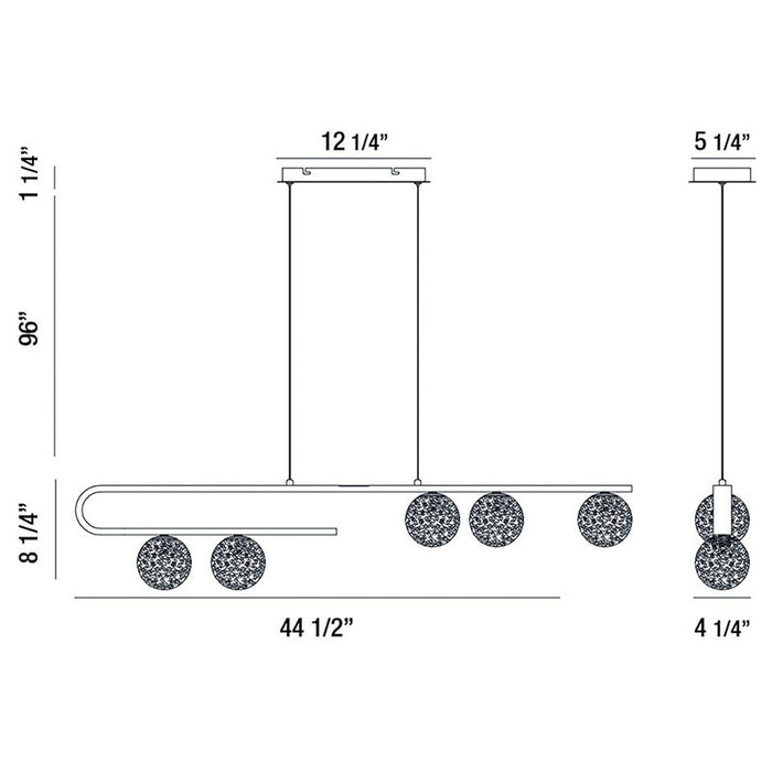 Eurofase 37351 Phillimore 5-lt 45" LED Linear Chandelier