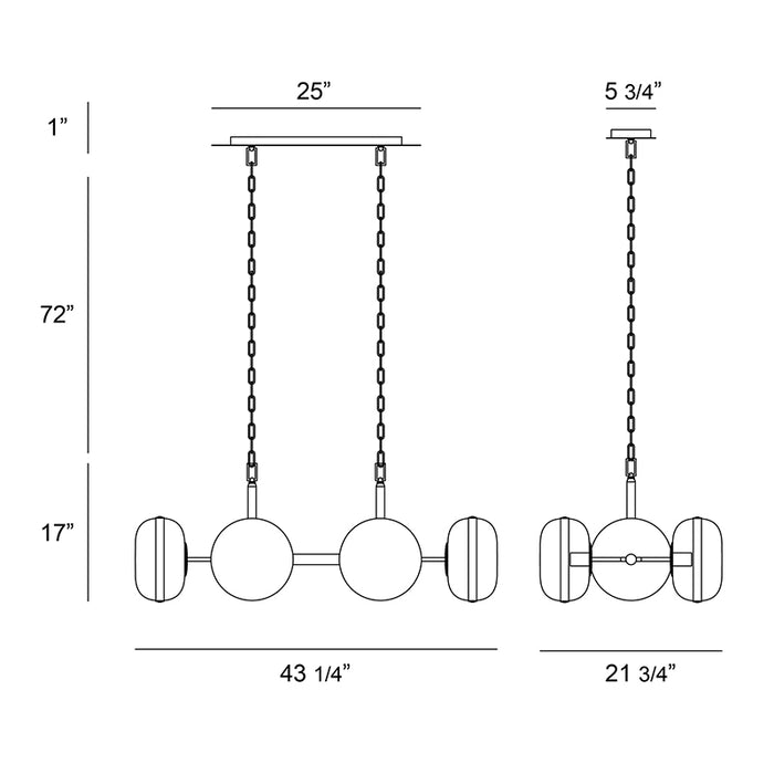 Eurofase 38130 Nottingham 6-lt 44" Oval Chandelier