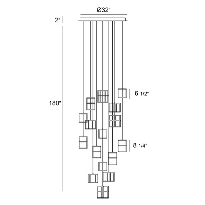 Eurofase 38259 Ferro 16-lt 32" LED Chandelier