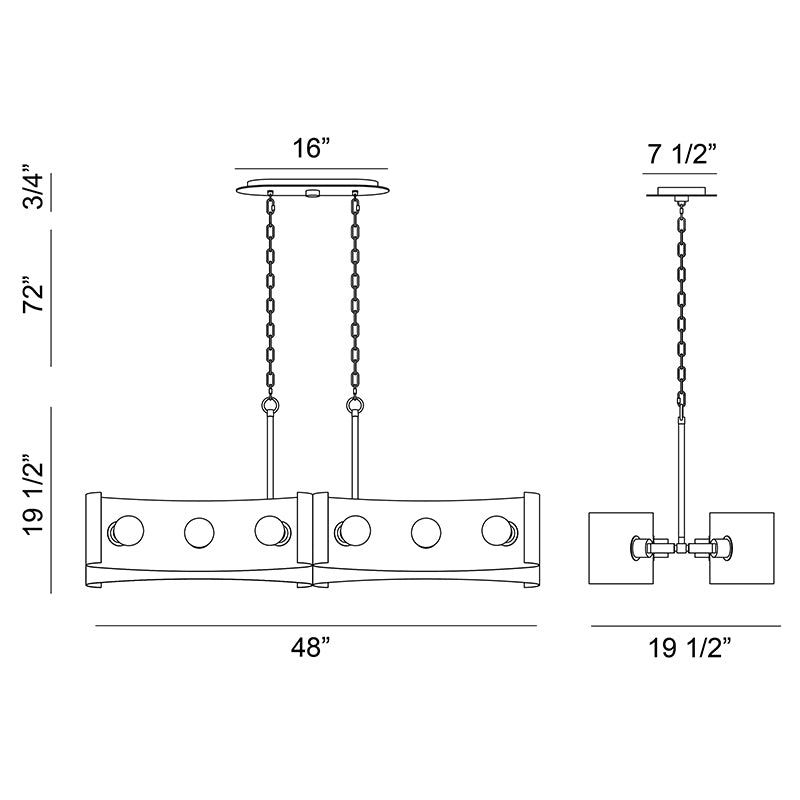 Eurofase 38429 Metallo 12-lt 48" Linear Chandelier