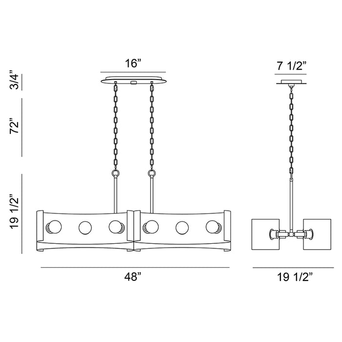 Eurofase 38429 Metallo 12-lt 48" Linear Chandelier