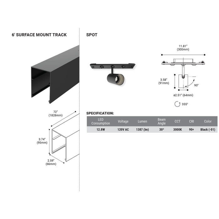 Eurofase 38451 6-ft Surface Mount w/ Spot