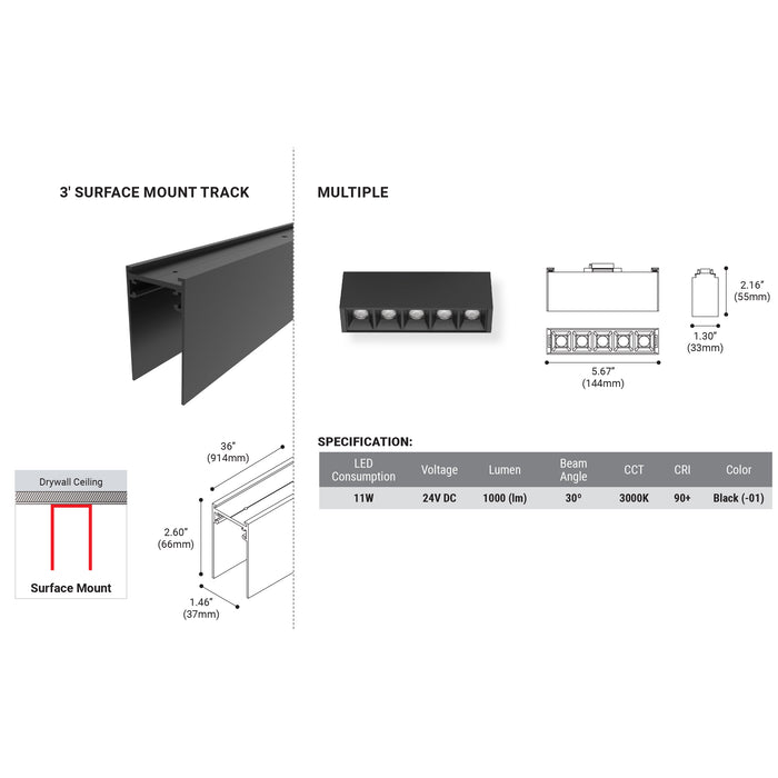 Eurofase 38452 3-ft Surface Mount w/ Multiples