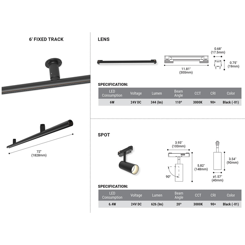 Eurofase 38456 3-lt 72" Bar w/ Lens + Spot
