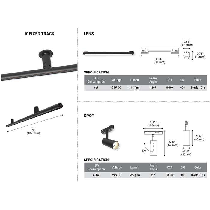 Eurofase 38456 3-lt 72" Bar w/ Lens + Spot