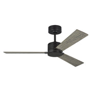 Visual Comfort Rozzen 44" Ceiling Fan, Damp Location - Aged Pewter with Light Grey Weathered Oak Blades