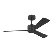 Visual Comfort Rozzen 44" Ceiling Fan, Damp Location - Midnight Black with&nbsp;Midnight Black/American Walnut reversible Blades