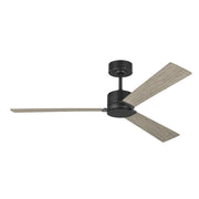 Visual Comfort Rozzen 52" Ceiling Fan, Damp Location - Aged Pewter with Light Grey Weathered Oak Blades