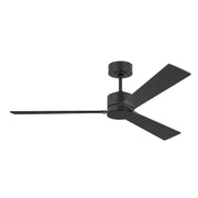 Visual Comfort Rozzen 52" Ceiling Fan, Damp Location - Midnight Black with Midnight Black/American Walnut reversible Blades
