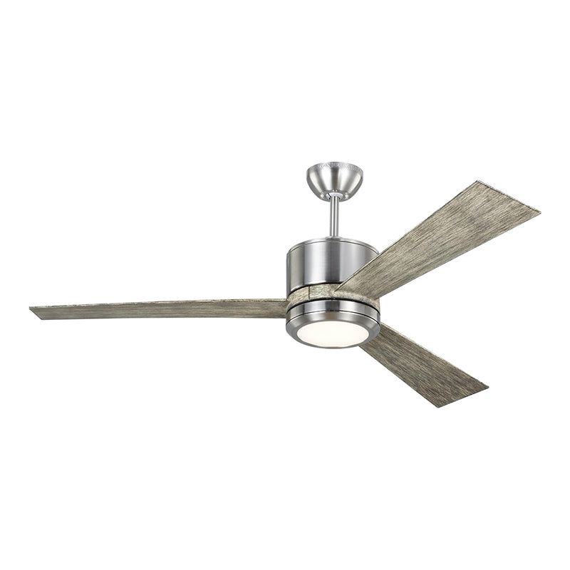 Generation Vision 52" Ceiling Fan with LED Light Kit - Brushed Steel with Light Grey Weathered Oak Blades