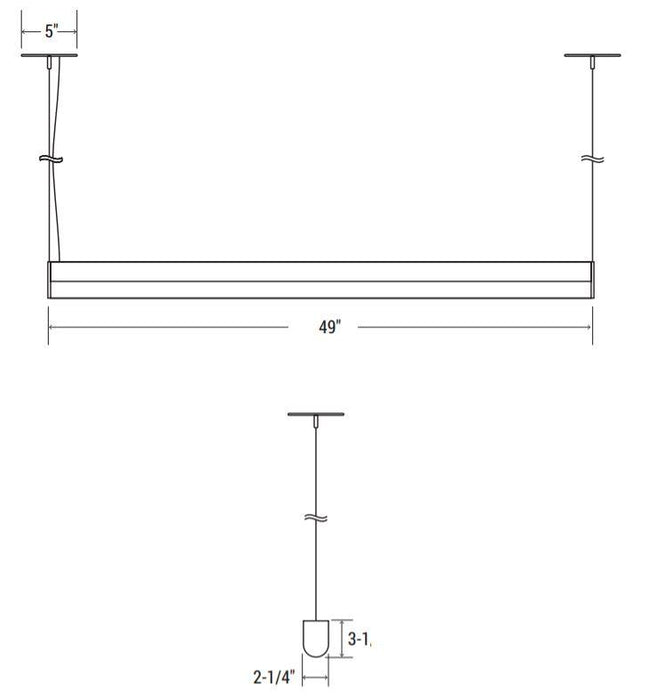 Oracle 4-SLEEK-R 4-ft Architectural LED Suspended Linear – Direct, 5000 Lumens