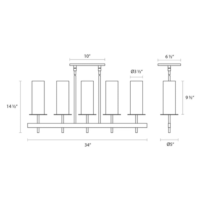 Sonneman 4065 Tuxedo 5-lt 34" Bar Pendant