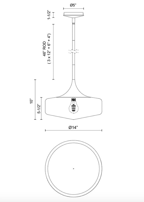 Alora Mood PD440814 Lincoln 1-lt 14" Pendant