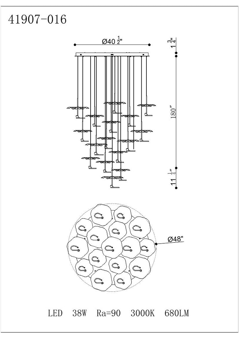 Eurofase 41907 Lagatto 16-lt 52" LED Chandelier