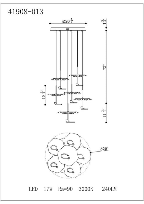 Eurofase 41908 Lagatto 6-lt 28" LED Chandelier