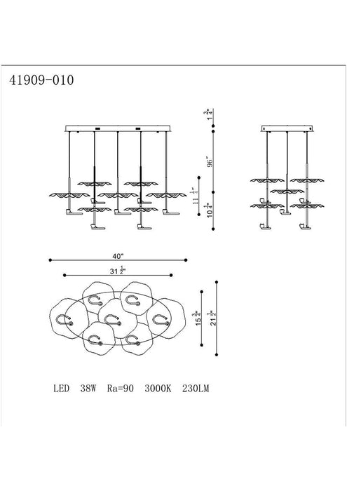 Eurofase 41909 Lagatto 7-lt 39" LED Chandelier