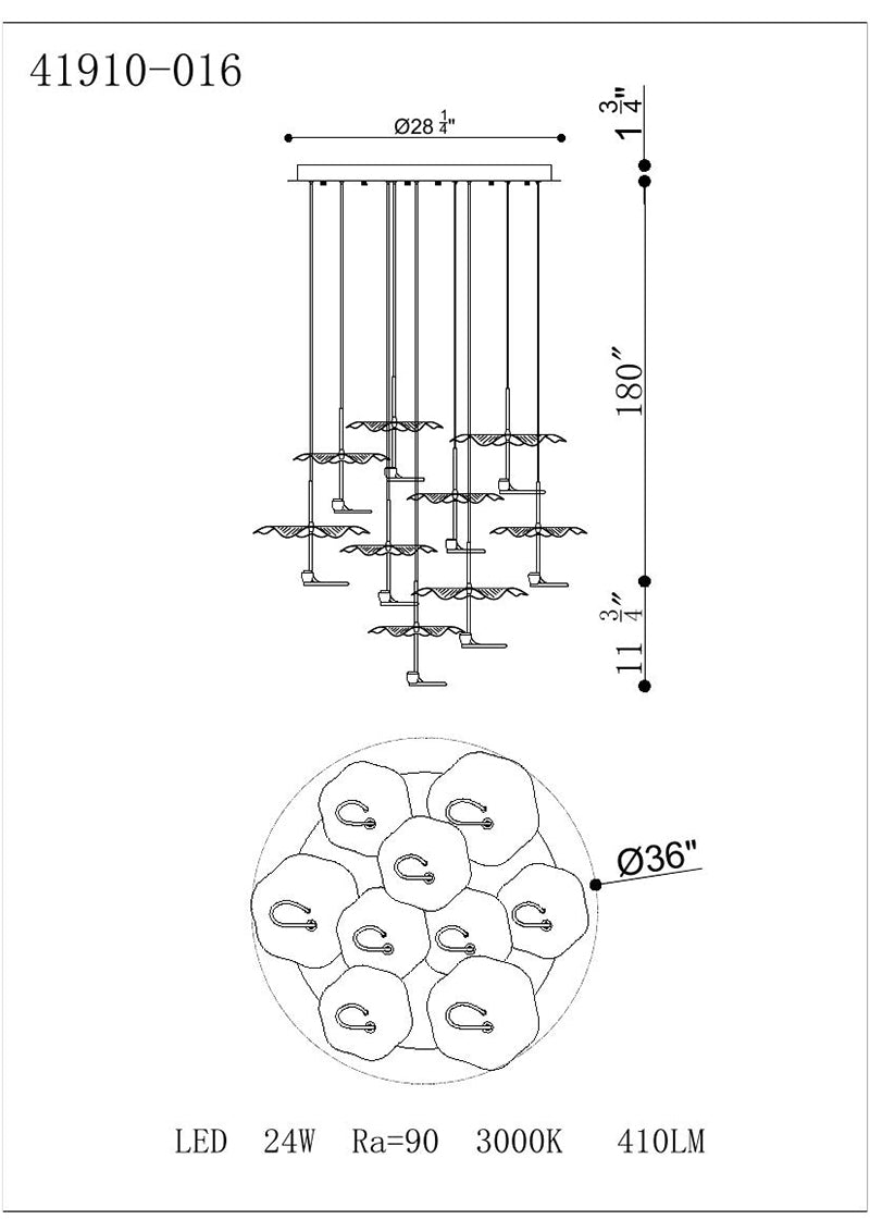 Eurofase 41910 Lagatto 9-lt 36" LED Chandelier