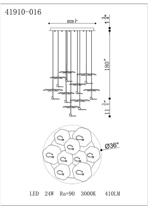 Eurofase 41910 Lagatto 9-lt 36" LED Chandelier