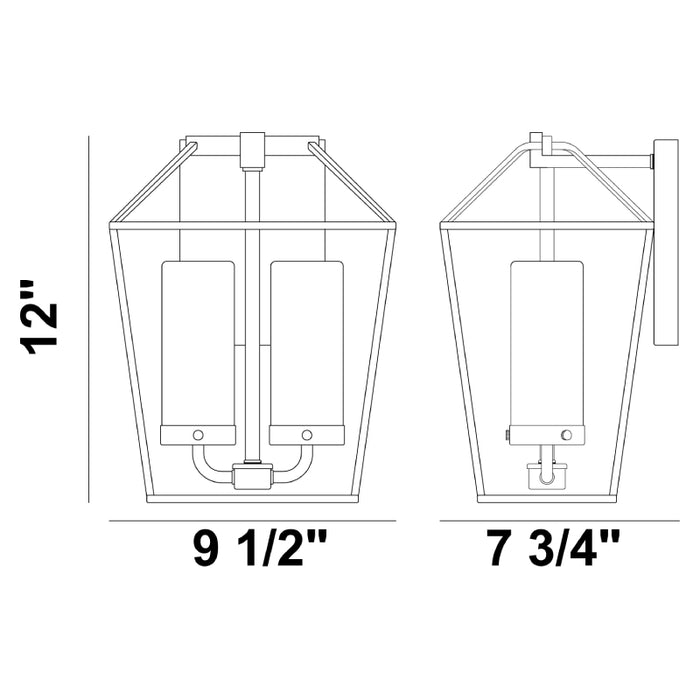 Eurofase 41957 Bastille 2-lt 12" Tall Outdoor Wall Sconce