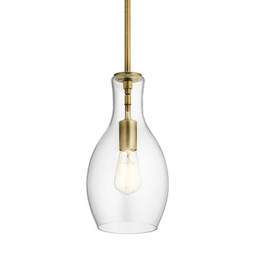 Kichler 42456 Everly 1-lt 7" Pendant-Natural Brass