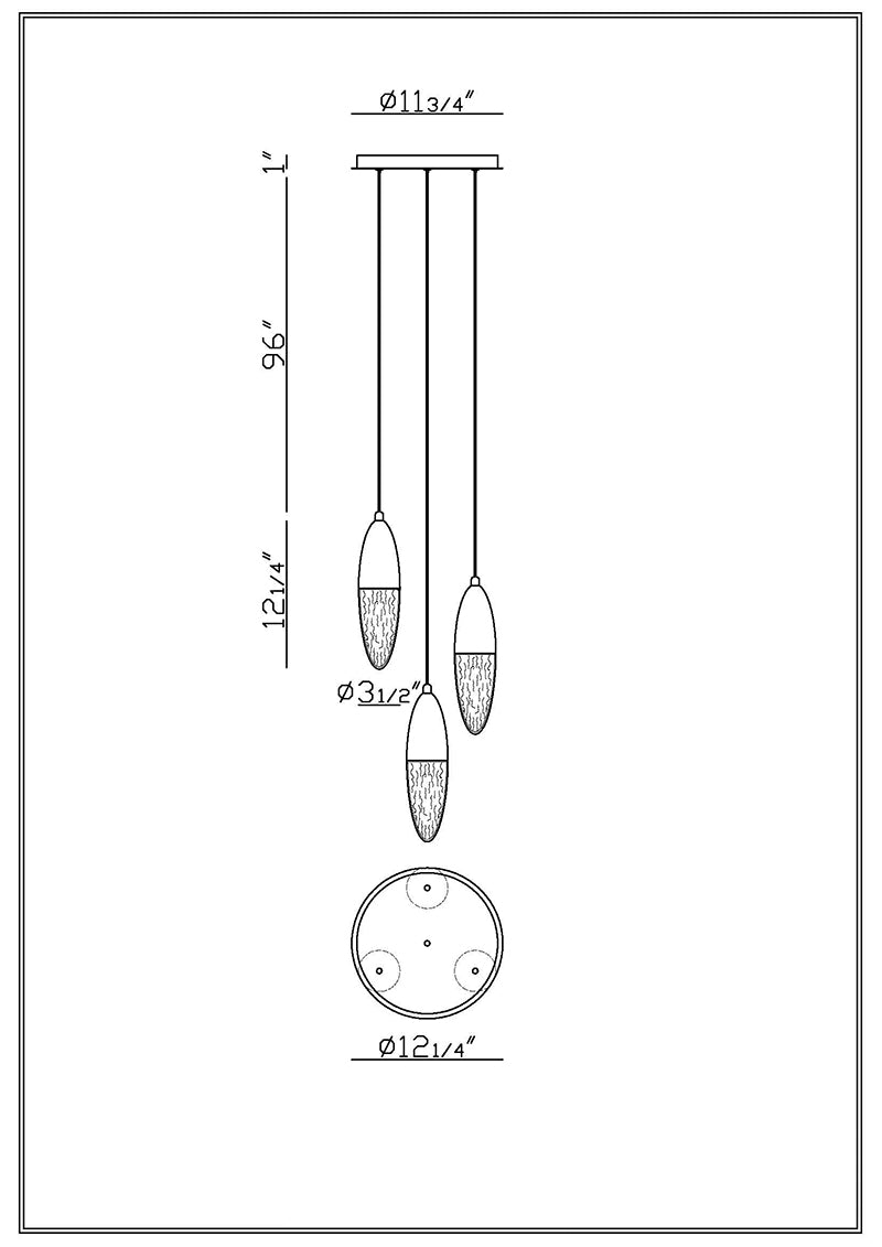 Eurofase 43858 Ecrou 3-lt 12" LED Pendant