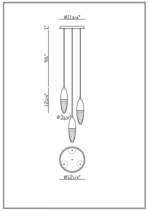 Eurofase 43858 Ecrou 3-lt 12" LED Pendant