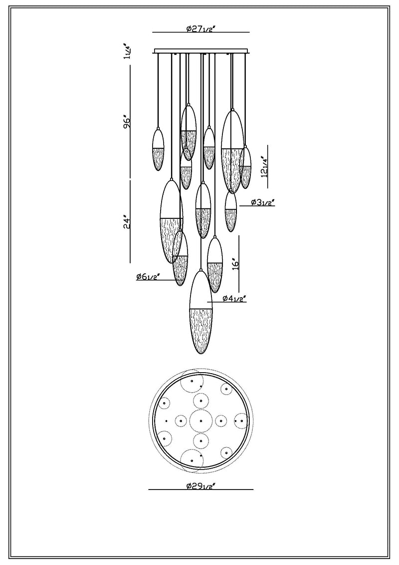 Eurofase 43859 Ecrou 12-lt 30" LED Chandelier