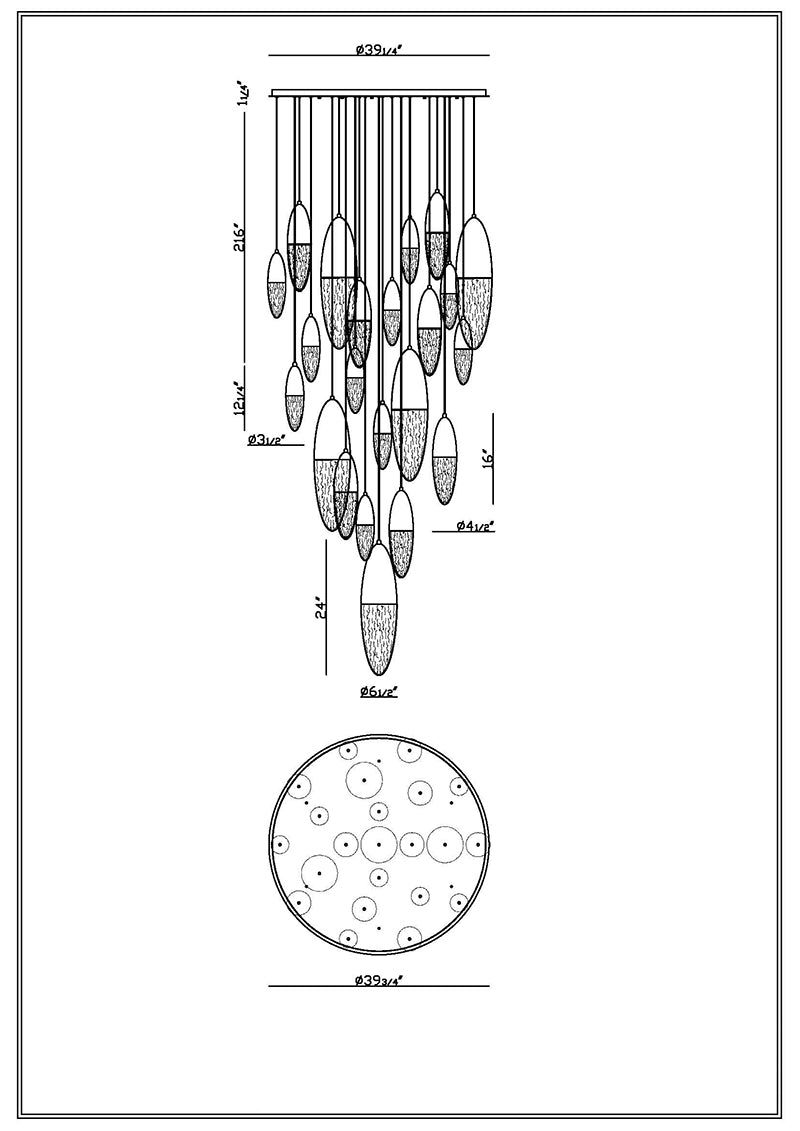 Eurofase 43860 Ecrou 22-lt 40" LED Chandelier