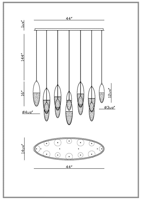 Eurofase 43861 Ecrou 12-lt 44" LED Chandelier