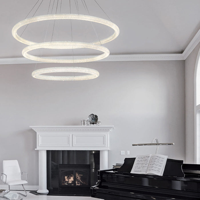 Eurofase 43927 Sassi 60" LED 3-Tire Ring Chandelier