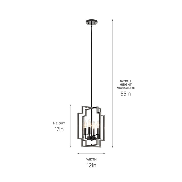 Kichler 43964 Downtown Deco 4-lt 12" Foyer Pendant