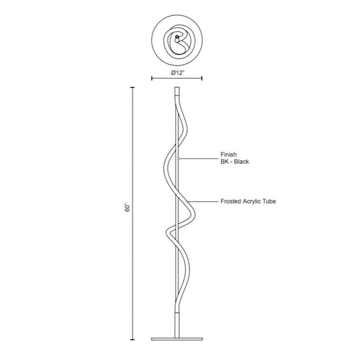 Kuzco FL95360 Cursive 60" Tall LED Floor Lamp