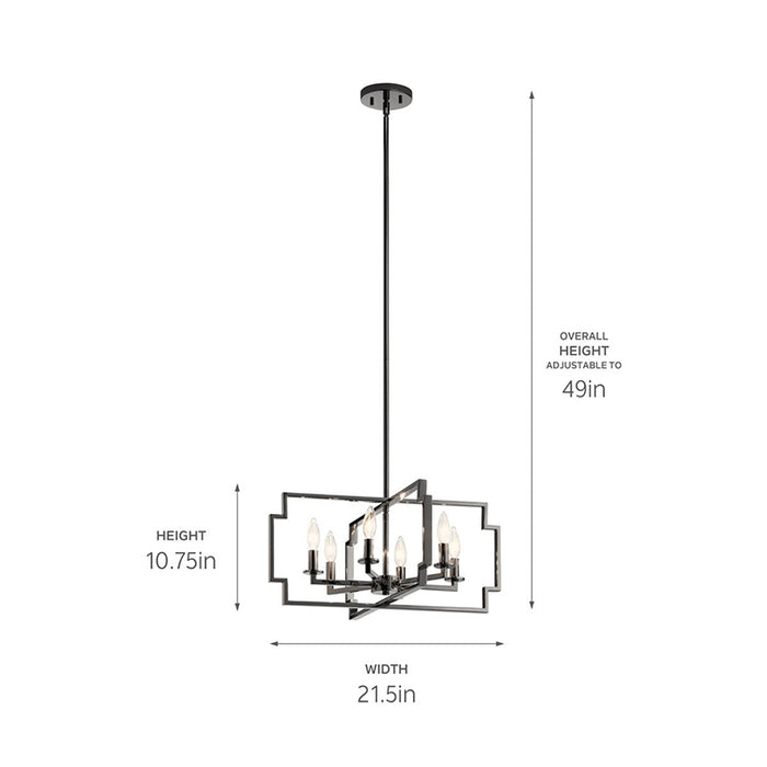 Kichler 44128 Downtown Deco 6-lt 22" Convertible Chandelier