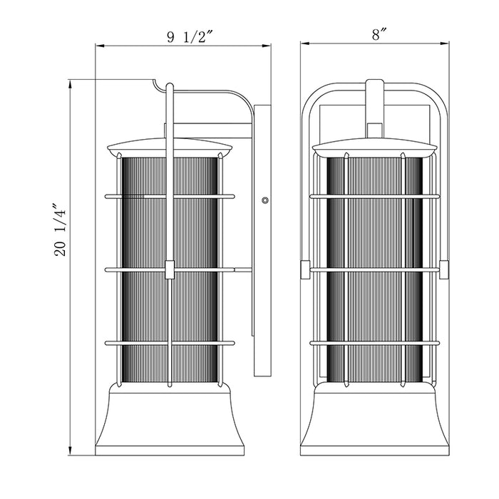 Eurofase 44264 Rivamar 1-lt 20" Tall Outdoor Wall Lantern