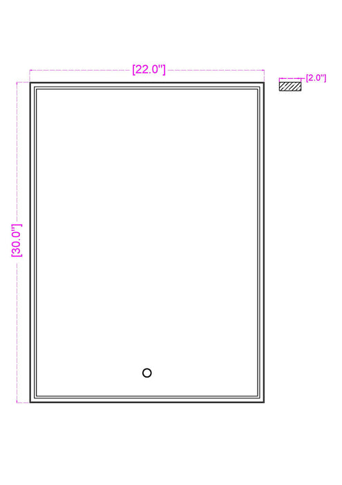 Eurofase 44280 Cerissa 1-lt 22 x 30 Rectangular LED Mirror, CCT Selectable