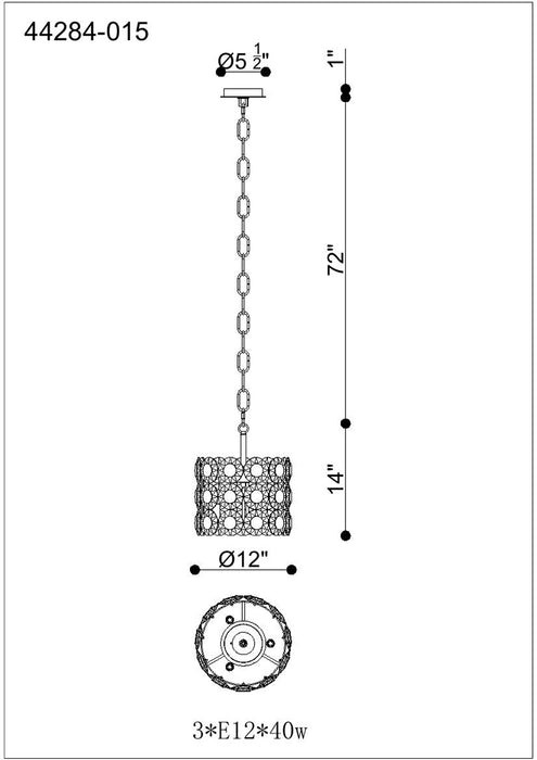 Eurofase 44284 Perrene 3-lt 12" Small Chandelier