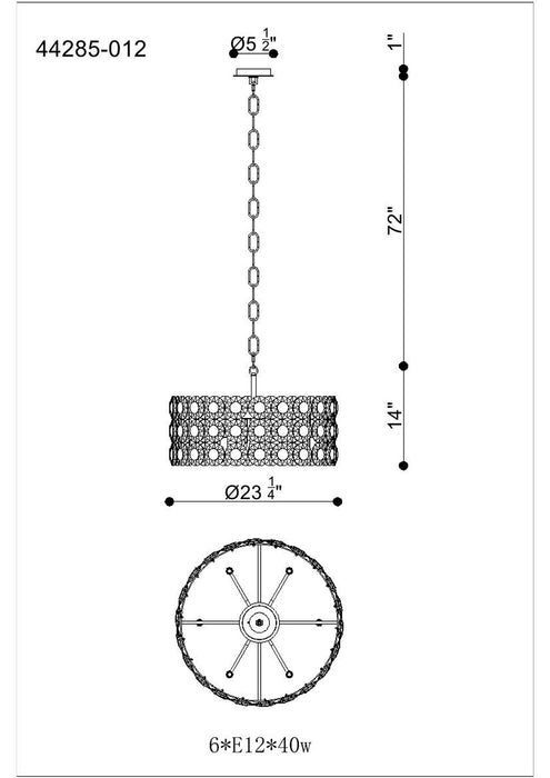 Eurofase 44285 Perrene 6-lt 24" Medium Chandelier