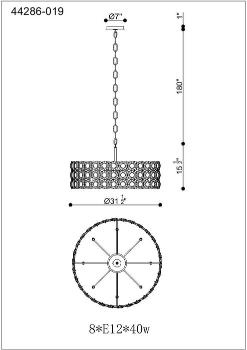 Eurofase 44286 Perrene 8-lt 32" Large Chandelier