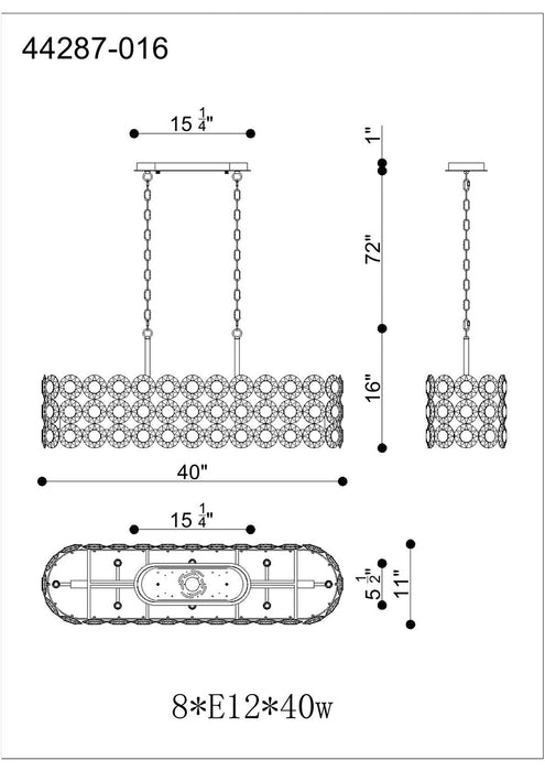 Eurofase 44287 Perrene 8-lt 40" Island Chandelier