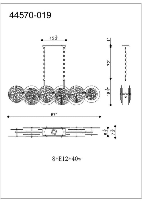 Eurofase 44570 Sue-Anne 8-lt 57" Island Chandelier