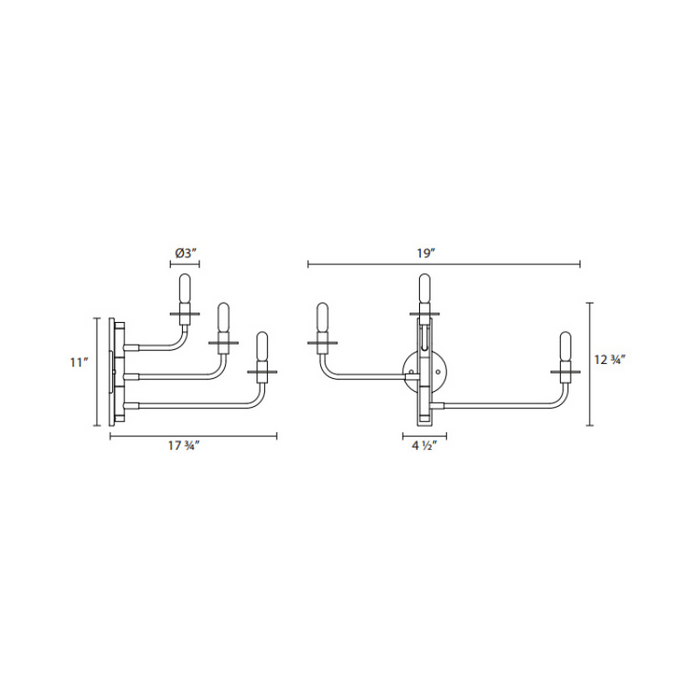 Sonneman 4540 Atelier 3-lt 19" Sconce