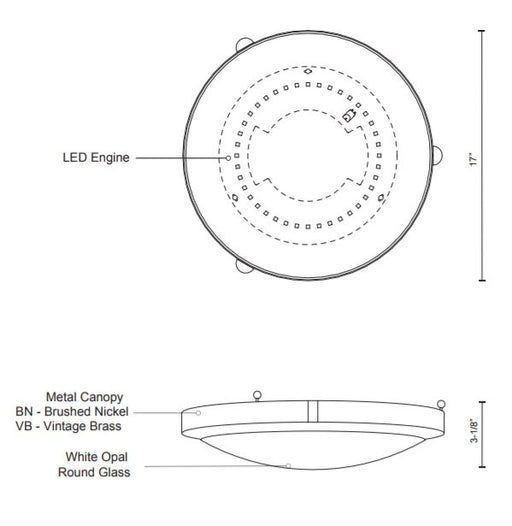 Kuzco 501122 Floyd 17" LED Flush Mount