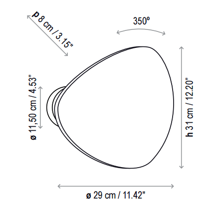 Bover Tria 03 1-lt 12" Tall LED Large Wall Sconce