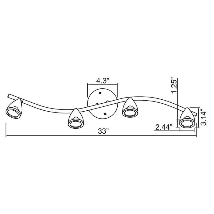 Access 52204LEDDLP Cobra 4-lt 33" LED Track Light