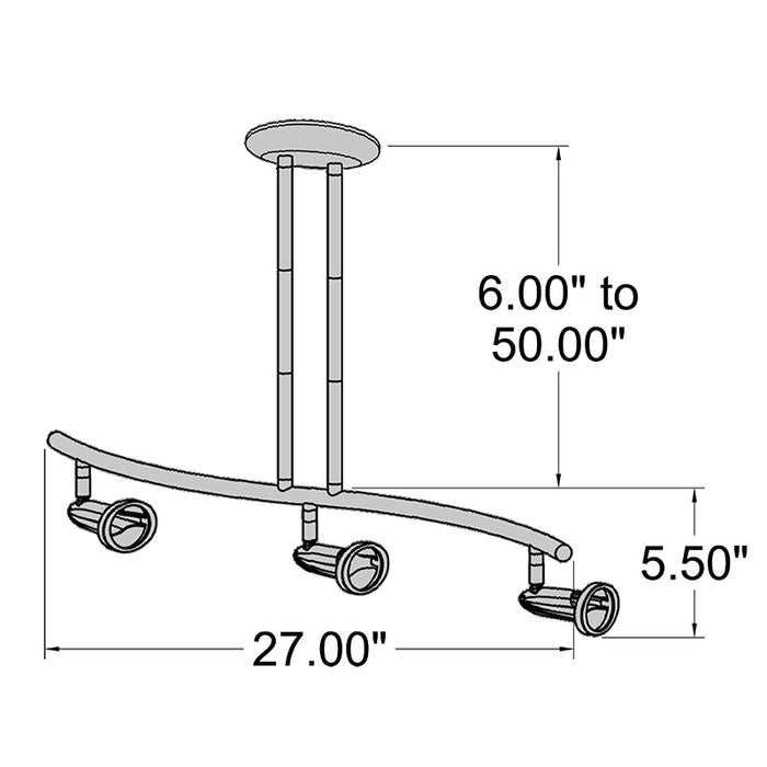 Access 52205LEDDLP Cobra 3-lt 27" LED Spotlight Pendant