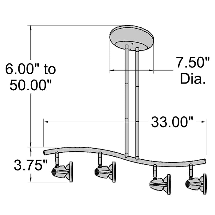 Access 52206LEDDLP Cobra 4-lt 33" LED Spotlight Pendant