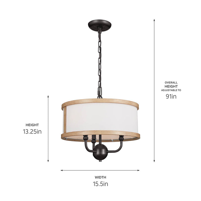 Kichler 52465 Heddle 3-lt 16" Chandelier