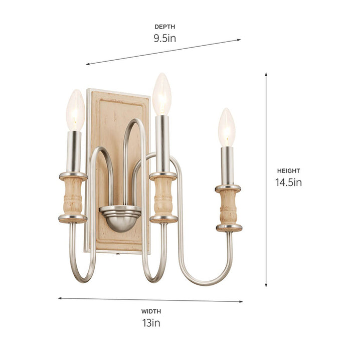 Kichler 52473 Karthe 3-lt 15" Tall Wall Sconce